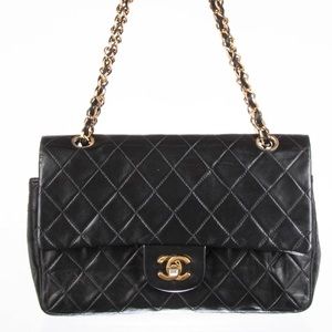 CHANEL, Vintage Black Lambskin Double Flap Bag